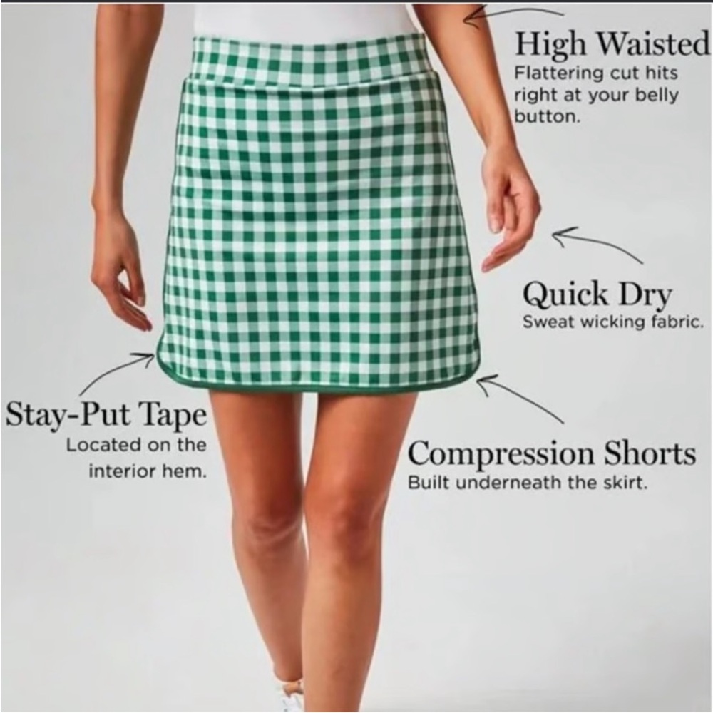Tuckernuck Green Trellis Gingham Karrie Golf Skort - Picture 9 of 11